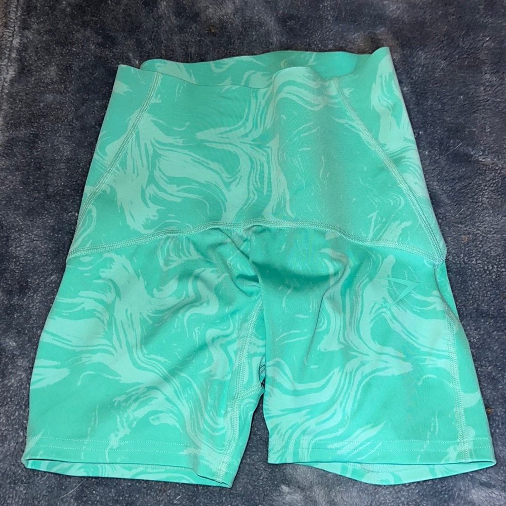 Gymshark Power High Rise Shorts - Bright Turquoise Print